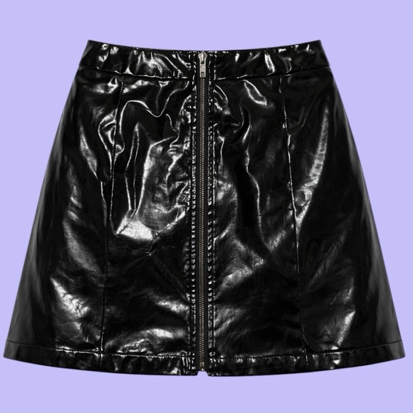 Guess Dresses & Skirts - Guess Pvc Goth Black Mini Zip up Skirt